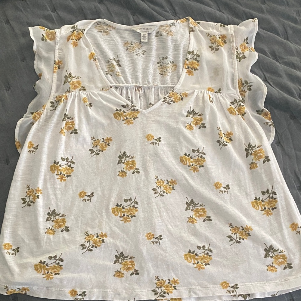 Universal Thread Floral Blouse - White and Yellow